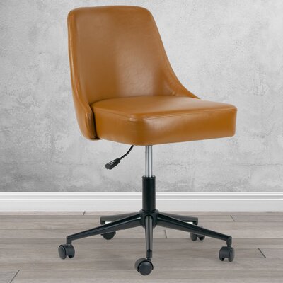Light Brown Faux Leather Adjustable Height Swivel Office Chair With Wheel Base by 17 Stories