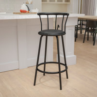 Barthleney Crown Back Metal Barstool with Vinyl Swivel Seat and Footrest