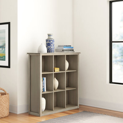 Artisan 45"H Solid Wood Transitional 9-Cube Bookcase with Fixed Shelves and Tapered Legs