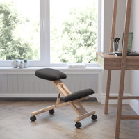 Bragg Posey Mobile Wooden Height-Adjustable Ergonomic Kneeling Office Chair by Inbox Zero