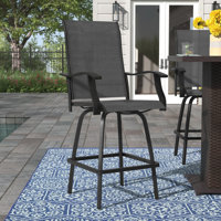 Corchado All-Weather PVC-Coated Polyester Swivel Patio Bar Height Stools with High Back and Armrests