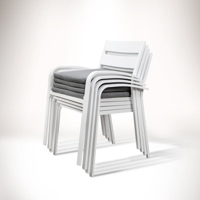 Fiskeville Patio Stacking Patio Dining Armchair with Cushion by Lark Manor