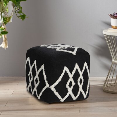 Handmade Modern Geometric Black & White 100% Cotton Pouf