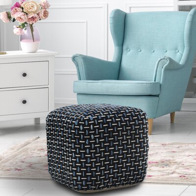 Ridgemark Modern Geometric Handmade Square Upholstered Ottoman Pouf by Foundry Select