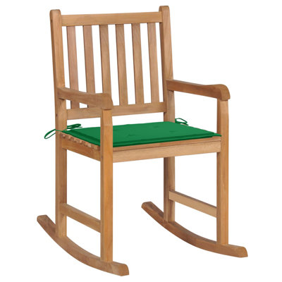 Rocking Chair Outdoor Patio Rocking Chair with Cushion Solid Wood Teak by Red Barrel Studio