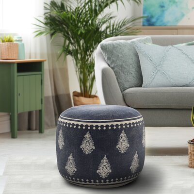 Jarnigan Small Round Classic Pouf in Light Denim by Canora Grey