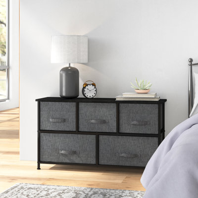 Novahlee 5-Drawer Double Dresser – 39.37" Wide, Stylish & Functional Storage Organizer for Bedroom by Rebrilliant