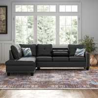 Louvenia 97" Wide Faux Leather Sofa & Chaise by Lark Manor
