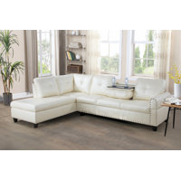 Louvenia 97" Wide Faux Leather Sofa & Chaise by Lark Manor
