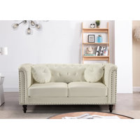 Gorney 64.17" Faux Leather Tuxedo Arm Loveseat by Three Posts