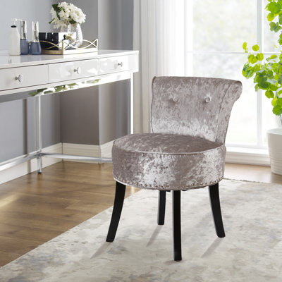 Dammian Contemporary Velvet Vanity Chair Accent Rivet Chair Makeup Stool For Living Room Bedroom Pink by House of Hampton