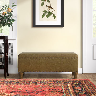 Bedlington Faux Leather Upholstered Flip Top Storage Bench by Lark Manor