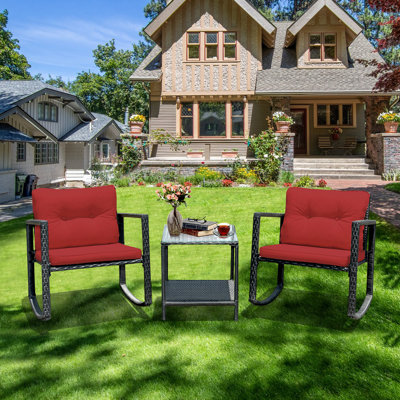 Outdoor Rocking Wicker/Rattan Chair with Cushions by Latitude Run