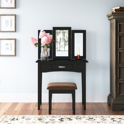 Solid Wood Vanity Set with Mirror by Winston Porter
