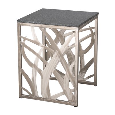 LG SEAWEED STOOL/TBL, STAINLESS STEEL, BLK GRANITE 17X22"H by Red Barrel Studio