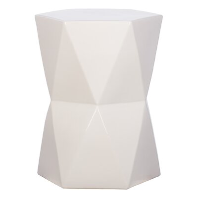 Anno LG MATRIX HEX STOOL, WHITE 17X22"H by Corrigan Studio