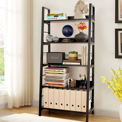 Eleri 5 Tiered Bookshelf, Ladder Shelf Etagere Bookcase, Wood and Metal Bookshelf