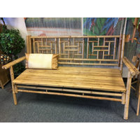 Standard Natural Bamboo Bench With Grid Design Back, 54"L X 21"W X 36"H by MGP