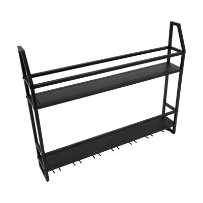 Adriannah Wall Mounted Wine Glass Rack in Black by Rebrilliant