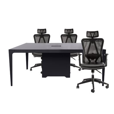 Eaen Conference Meeting Table With Office Chairs For 6 Persons (Elm) by Inbox Zero