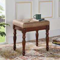 Bumpy Solid Wood Vanity Stool by Alcott Hill