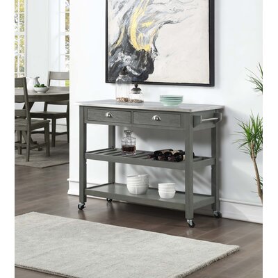Carbin 45" Stainless Steel Kitchen Cart with Drawers by Winston Porter