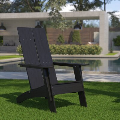 Balasi Modern Dual Slat Back Outdoor Adirondack Style Patio Chair by Rosecliff Heights