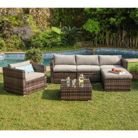 Hygge 6 Piece Rattan Sectional Seating Group with Cushions