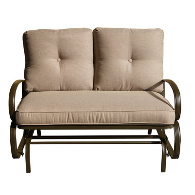Carlston Patio Glider Bench - Outdoor Rocking Loveseat with Sturdy Frame and Cushion Seats by Winston Porter