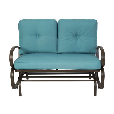 Carlston Patio Glider Bench - Outdoor Rocking Loveseat with Sturdy Frame and Cushion Seats by Winston Porter