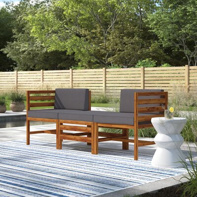 Acacia Patio Sofa with Cushions and Ottoman by Red Barrel Studio