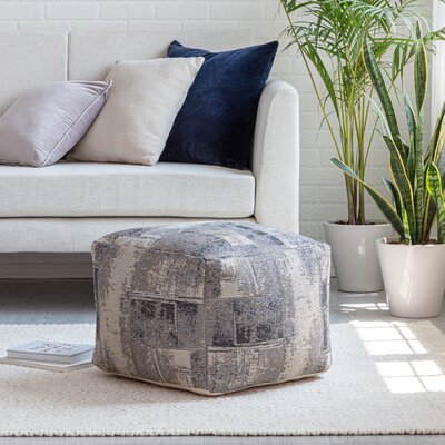 Guinda 22" X 22" X 16" Gray & Ivory Pouf by Union Rustic