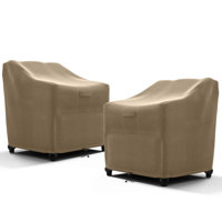 Set of 2 Heavy Duty Premium Patio Chair Cover – Breathable, Heavy-Duty Protector with Water-Resistant PVC, Adjustable Elastic Hem, Click-Close Straps, by Freeport Park