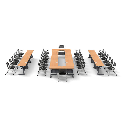 Benhart 26 Person Training Meeting Seminar Tables with Modesty Panels, 26 Chairs Complete 40 pc Set by Inbox Zero