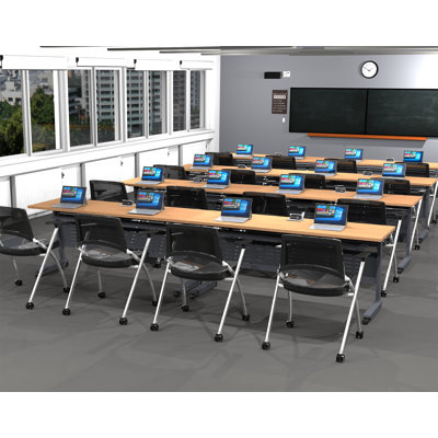 Benika 16 Person Training Meeting Seminar Tables with Modesty Panels, 16 Chairs Complete 24 pc Set
