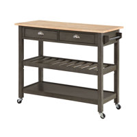 Carbin 45" Solid Wood Kitchen Cart Butcher Block by Winston Porter