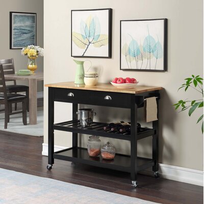 Carbin 45" Solid Wood Kitchen Cart Butcher Block by Winston Porter