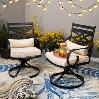 Aletse 360° Swivel Patio Dining Armchair with Seat Cushions & Lumbar Support Pillows by Lark Manor