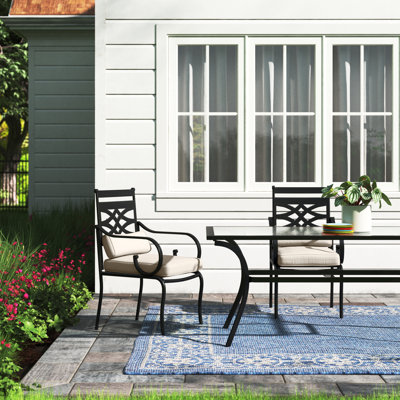 Aletse Patio Dining Armchair with Thick Seat Cushions & Lumbar Support Pillows by Lark Manor