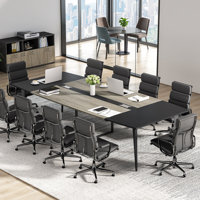 Billey 8FT Conference Table,Boat Shaped Meeting Table With Rectangle Grommet, Modern Seminar Table by Inbox Zero