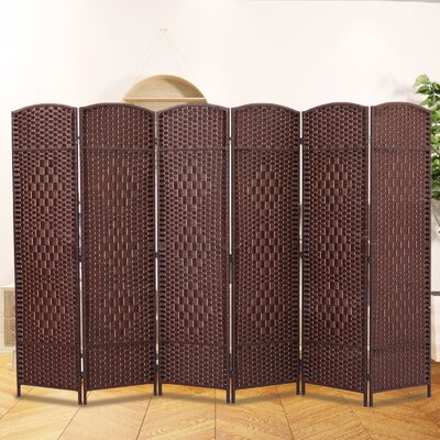 6 Panel Room Divider Freestanding Double Hinged Folding Screen Wide Room Dividers Woven by Winston Porter