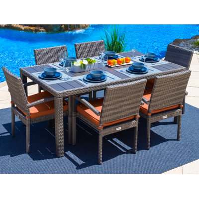 Yussuf Rectangular 6 - Person 69.5" Long Dining Set with Cushions