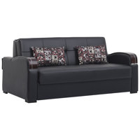 Northerly 74.4 in. Vegan Leather 3-Seater Twin 3-in-1 Sleeper Sofa Bed with Storage