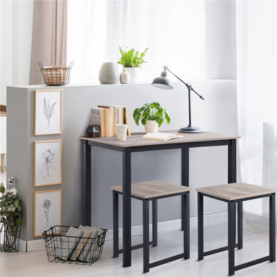 2-Person Industrial Dining Table Set Space Saving by Latitude Run