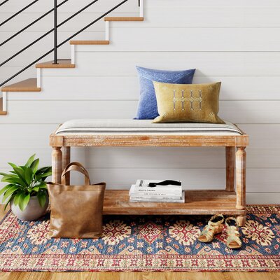 Finch Graydon Upholstered Bench, Distressed Natural by Finch