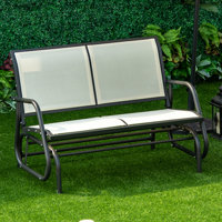 Outdoor Defarge Rocking Metal Bench，2-Person Outdoor Glider Bench, Patio Double Swing Rocking Chair Loveseat w/Powder Coated Steel Frame for Backyard by Winston Porter