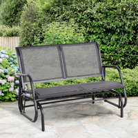 Outdoor Defarge Rocking Metal Bench，2-Person Outdoor Glider Bench, Patio Double Swing Rocking Chair Loveseat w/Powder Coated Steel Frame for Backyard by Winston Porter