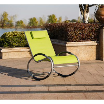 Outdoor Aishi Rocking Metal Chair with Cushions by Wrought Studio