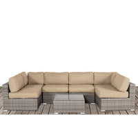 Estes Wicker Fully Assembled 6 - Person Seating Group with Sunbrella Cushions by Joss & Main