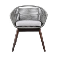 Chemane Indoor/Outdoor Dining Chair in Eucalyptus Wood with Rope and Grey Cushion by Joss & Main